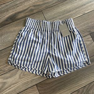 NWT Everlane Poplin Boxer Short in blue stripes